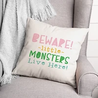 Beware Monsters Throw Pillow