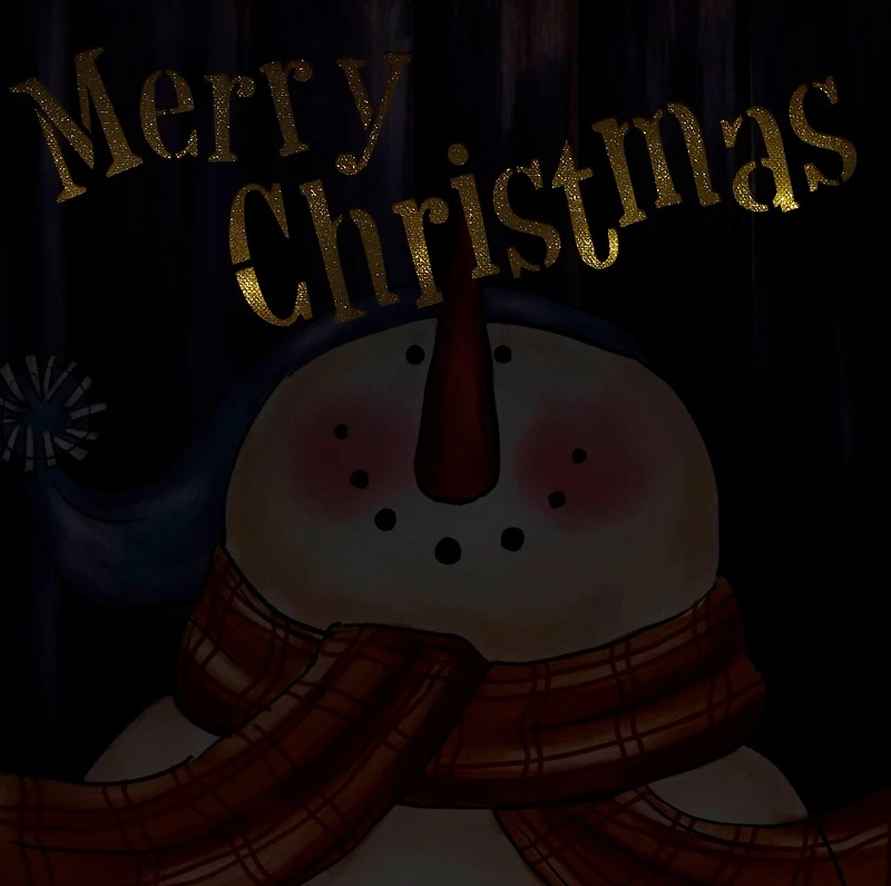 LED Lighted "Merry Christmas" Snowman Christmas Canvas Wall Art