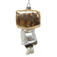 5.25" Silver Spa Cat Glass Ornament by Ashland®