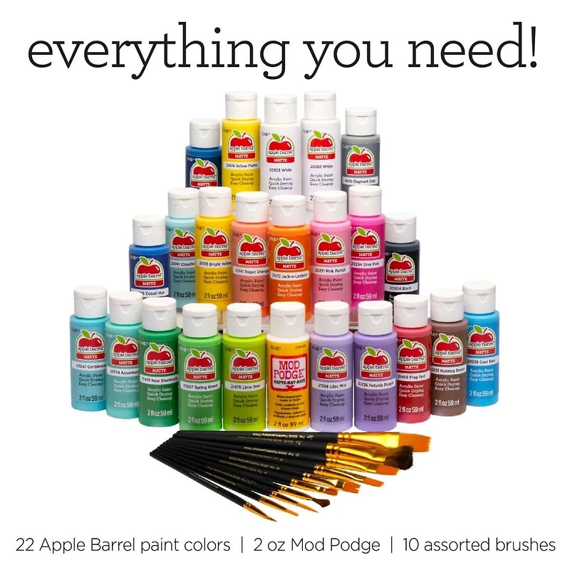 Apple Barrel® Art Lessons Paint & Brush 34 Piece Set