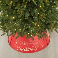 Glitzhome® Red 26" LED Merry Christmas Cutout Metal Tree Collar