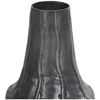 14" Black Metal Snakeskin Inspired Vase with Dimensional Wavy Accents