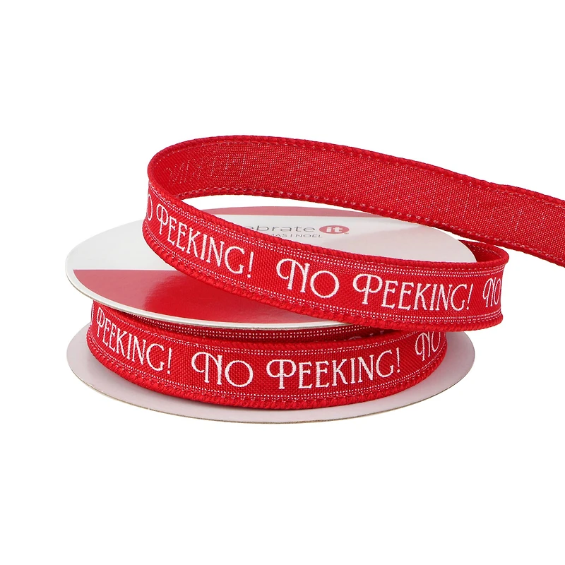 5/8" x 30ft. Red & White No Peeking Wired Ribbon by Celebrate It®