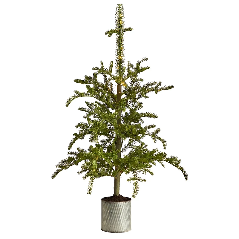4.5ft. Pre-Lit Pine Artificial Christmas Tree in Decorative Planter, White Lights