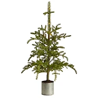 4.5ft. Pre-Lit Pine Artificial Christmas Tree in Decorative Planter, White Lights