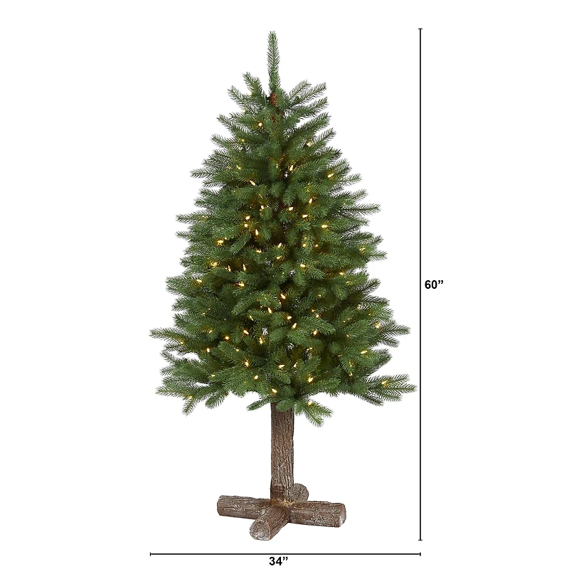 5ft. Pre-Lit Napa Valley Pine Artificial Christmas Tree with Warm White LED Lights on a Faux Wood Stand