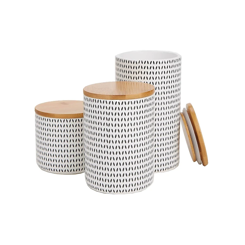 Mind Reader Blue Round Ceramic Canister Set with Lids, 3ct.