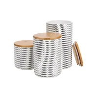 Mind Reader Blue Round Ceramic Canister Set with Lids, 3ct.