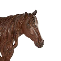 14" Dark Brown Ceramic Horse Head Sculpture with Black Rectangle Base