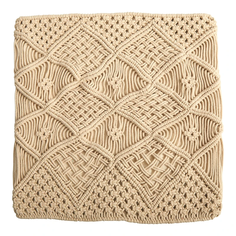 18" Bohemian Cross Woven Macramé Pillow Cover