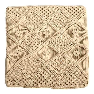 18" Bohemian Cross Woven Macramé Pillow Cover