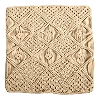 18" Bohemian Cross Woven Macramé Pillow Cover
