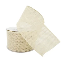 2.5" x 25ft. Ivory Wired Faux Burlap Ribbon by Celebrate It™