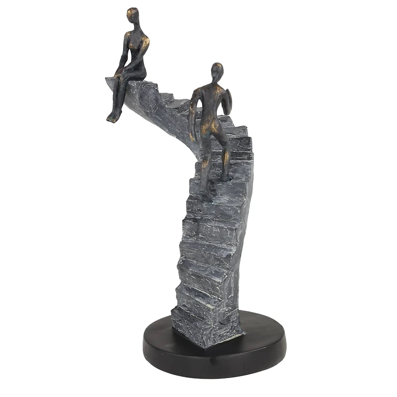 14" Black Modern Couple Sculpture