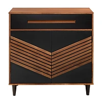 Walker Edison 32" Black & Brown Chevron Wood Detail Accent Cabinet
