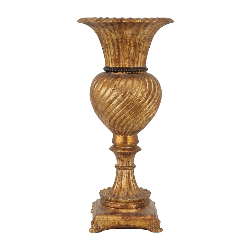 Gold Polystone Traditional Vase, 22" x 10" x 10"