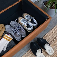 Hello Honey® Cognac Vegan Leather Bench with Storage