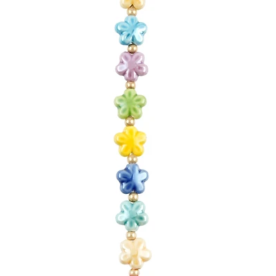 Multicolor Ceramic Flower Beads, 11mm by Bead Landing™