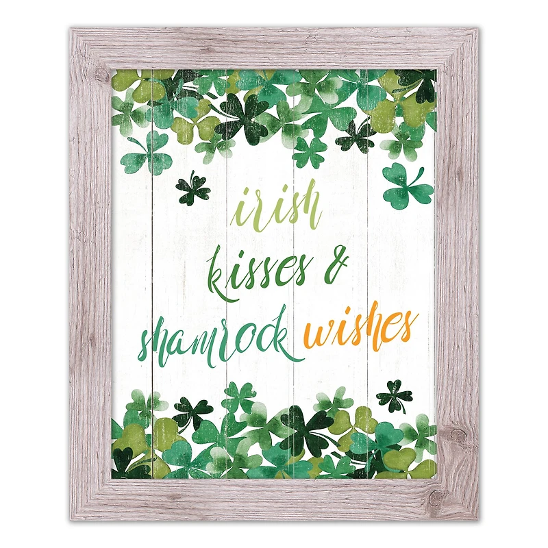 Irish Kisses Shamrock Wishes Framed Print 16" x 20" Western White Framed Print