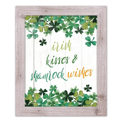 Irish Kisses Shamrock Wishes Framed Print 16" x 20" Western White Framed Print