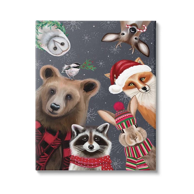 Stupell Industries Cozy Woodland Creatures Patterned Canvas Wall Art