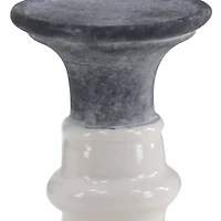 White & Dark Gray Stoneware Country Candle Holder Set