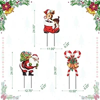 Glitzhome® 24" Metal Glitter Santa, Reindeer & Candy Cane Yard Stake Set