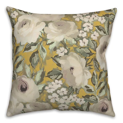 Yellow Floral 18" x 18" Throw Pillow