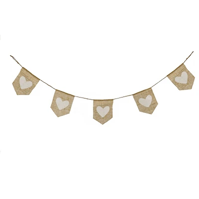 6ft. White Hearts Valentine's Day Jute Garland