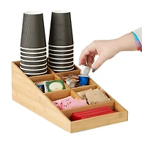 Mind Reader Brown 7 Compartments Coffee Condiment and Accessories Organizer