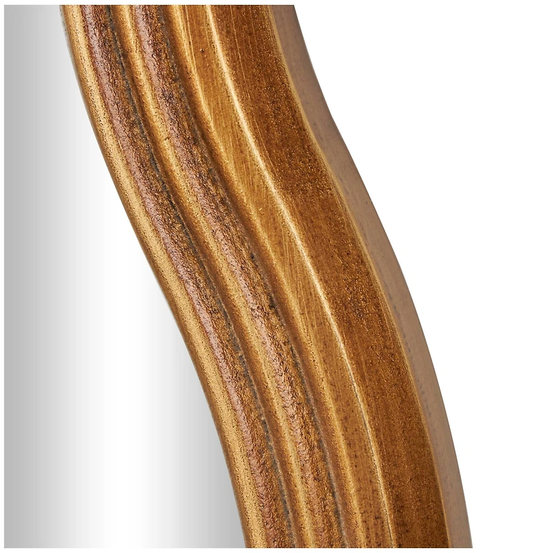 47" Gold Wooden Wavy-Shaped Wall Mirror with Ribbed Frame