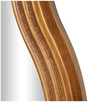 47" Gold Wooden Wavy-Shaped Wall Mirror with Ribbed Frame