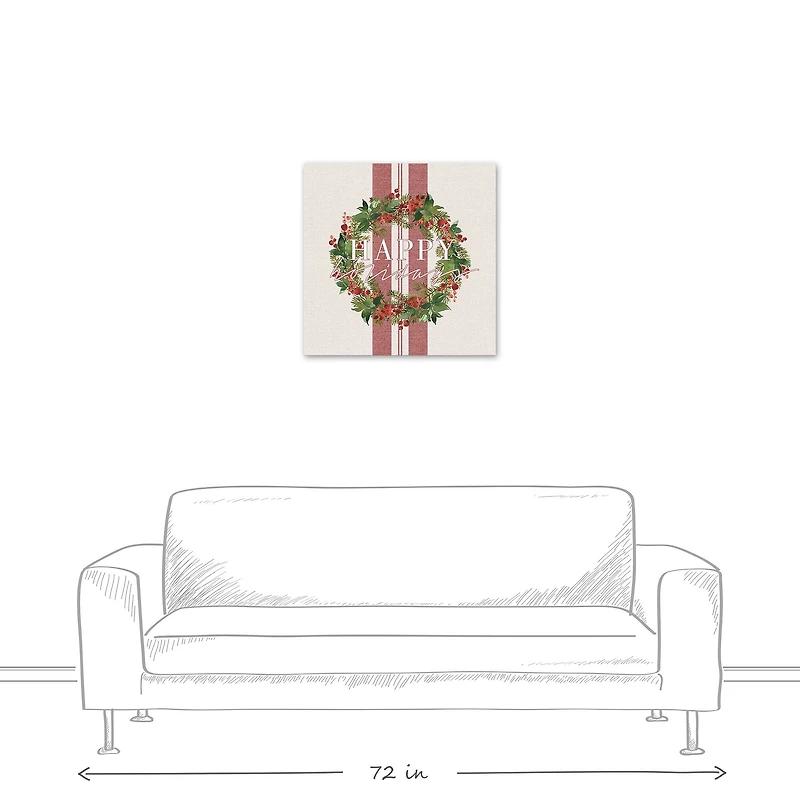 Happy Holidays Wreath Canvas Wall Art