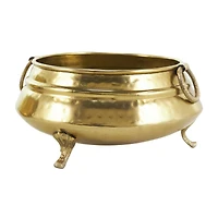 Gold Metal Scroll Foot Hammered Pot Planter Set