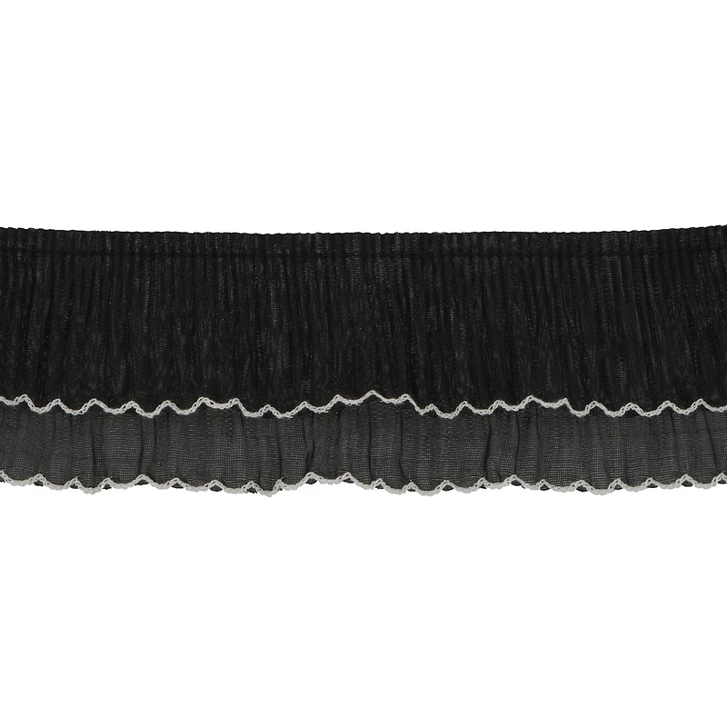2.6" Black with White Scallop Ruffle Trim by Celebrate It®