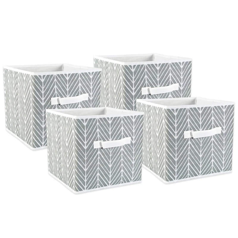 DII® 11" Gray Herringbone Square Non-Woven Fabric Cubes, 4ct.