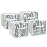 DII® 11" Gray Herringbone Square Non-Woven Fabric Cubes, 4ct.