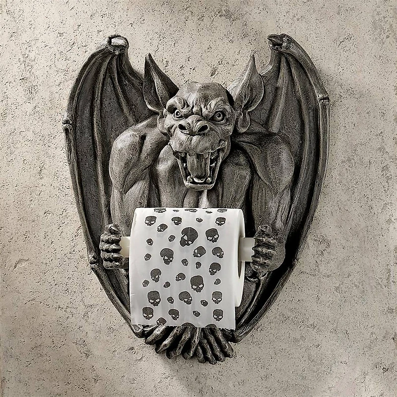 Design Toscano 14" Flush the Gargoyle Gothic Toilet Paper Holder