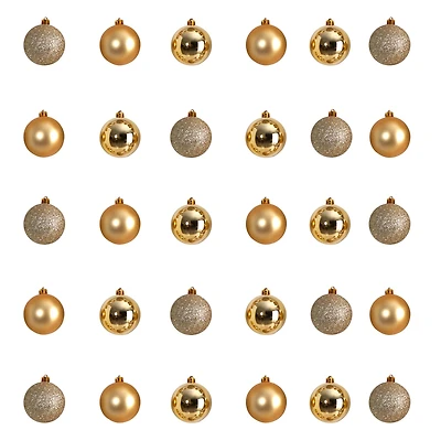 30ct. 2.5" Gold Shatterproof Christmas Ornaments