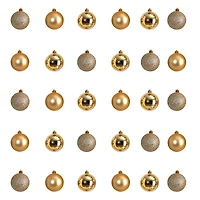 30ct. 2.5" Gold Shatterproof Christmas Ornaments