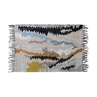 Hello Honey® 4ft. x 6ft. Multicolor Woven Wool & Cotton Blend Kilim Rug with Fringe
