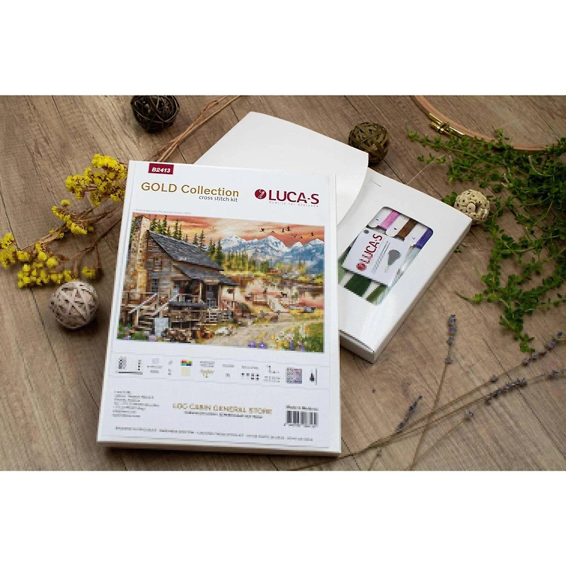 Luca-S Log Cabin General Store Counted Cross-Stitch Kit