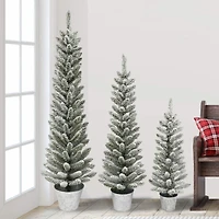 3ft., 4ft., & 5ft. Unlit Flocked Artificial Potted Christmas Trees