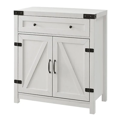 Walker Edison Brushed White Farmhouse Barn Door Accent Cabinet