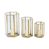 CosmoLiving by Cosmopolitan Gold Glass Modern Lantern Set