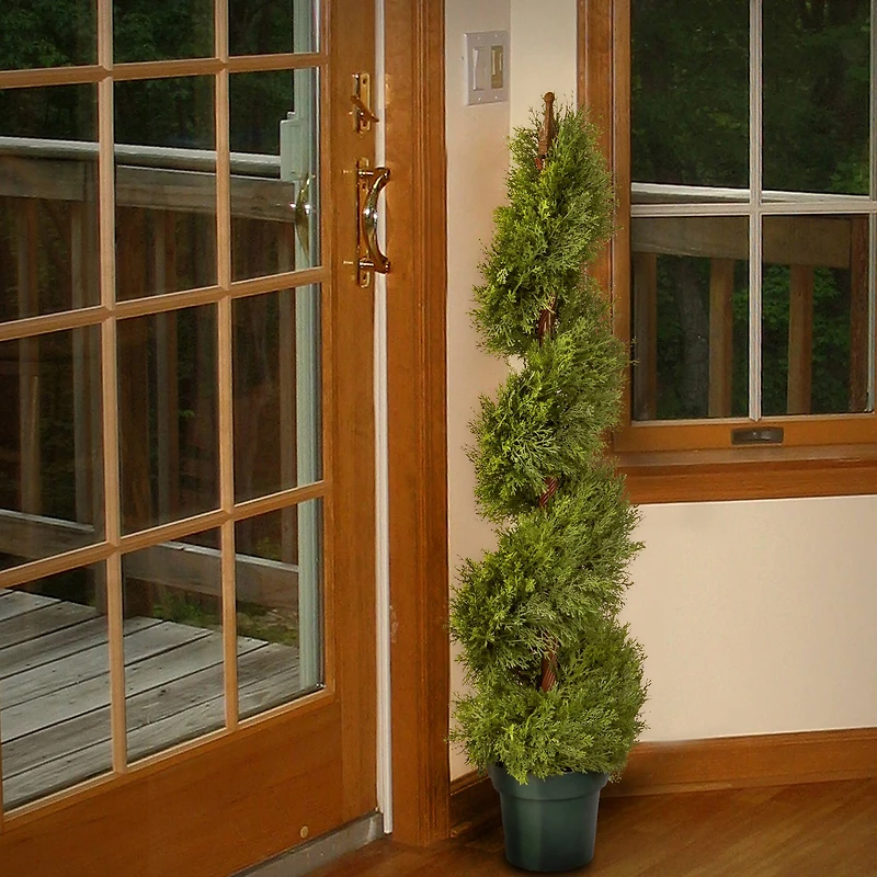 4ft. Juniper Slim Spiral Topiary with Green Pot