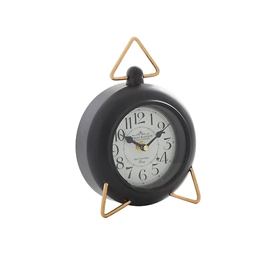 9" Black Metal Farmhouse Table Clock
