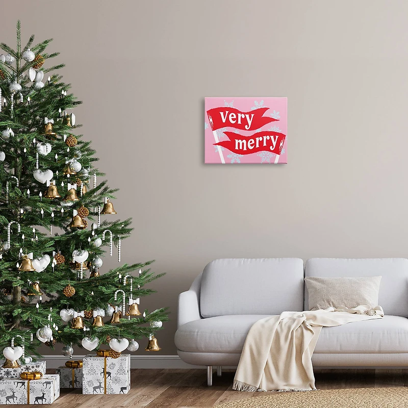 Stupell Industries Very Merry Bold Holiday Flags Canvas Wall Art