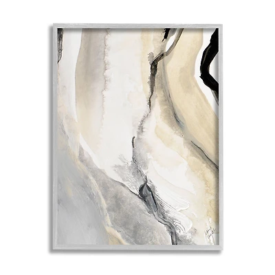 Stupell Industries Abstract Paint Strokes Fluid Beige Movement Framed Wall Art