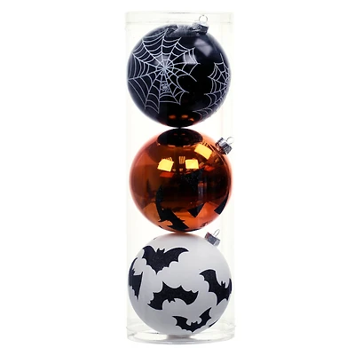 4.75" Orange, Black & White Plastic Ball Ornament Set by Ashland®